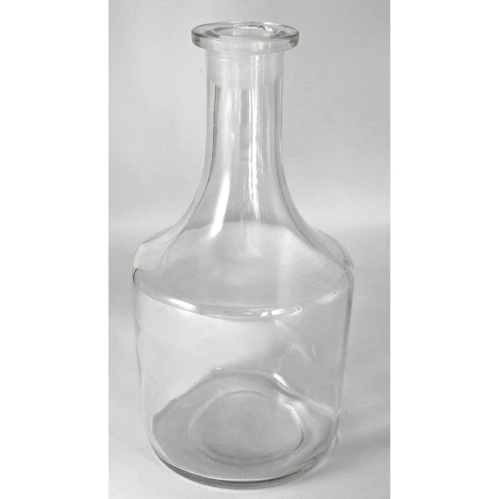 Early American Hand Blown Clear Glass Apothecary Bottle Decanter Vase Heavy 9in